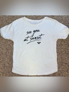 Roxy White Graphic Tee with Black Script